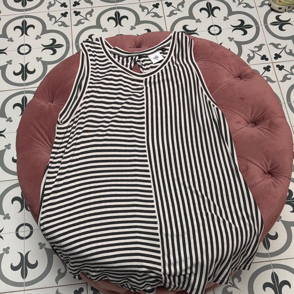 CAbi Black and White Striped Top